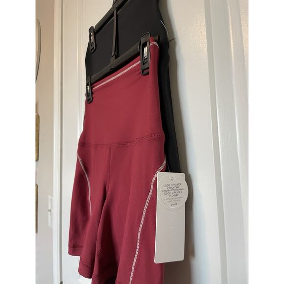 NWT Yogalicious LUX EDGE CRUISER SUPER HI RISE BIKER SHORT 2 PACK PAIR RED BLACK - Picture 7 of 7